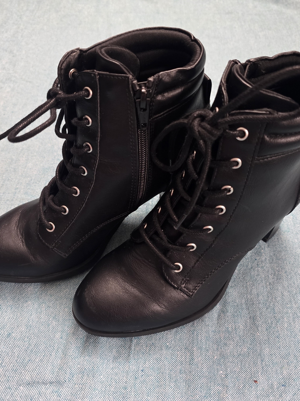 Style & Co. Women's Black Lace-Up Ankle Boots with Side Zip Detail